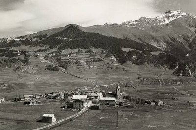 Aussois, vue générale, la Dent Parrachée (3712), barrage de Plan d'Aval (1950), 1953 Carte Jansol.