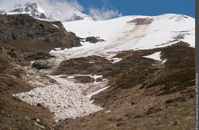 Vue depuis le sentier entre le chalet du Geay et le refuge du mont Pourri