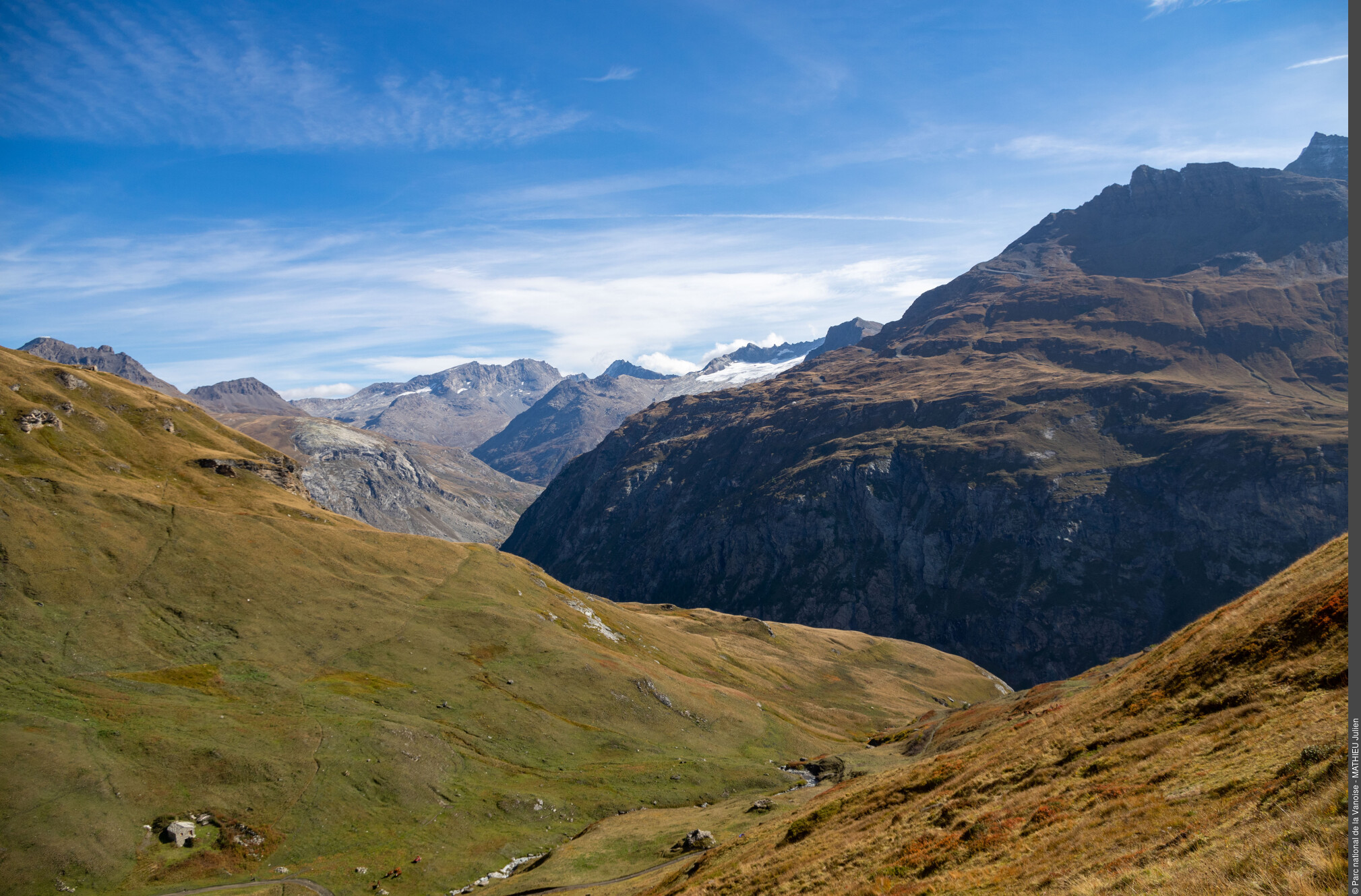 La haute vallée de la Maurienne vue depuis le Vallon de Bessans