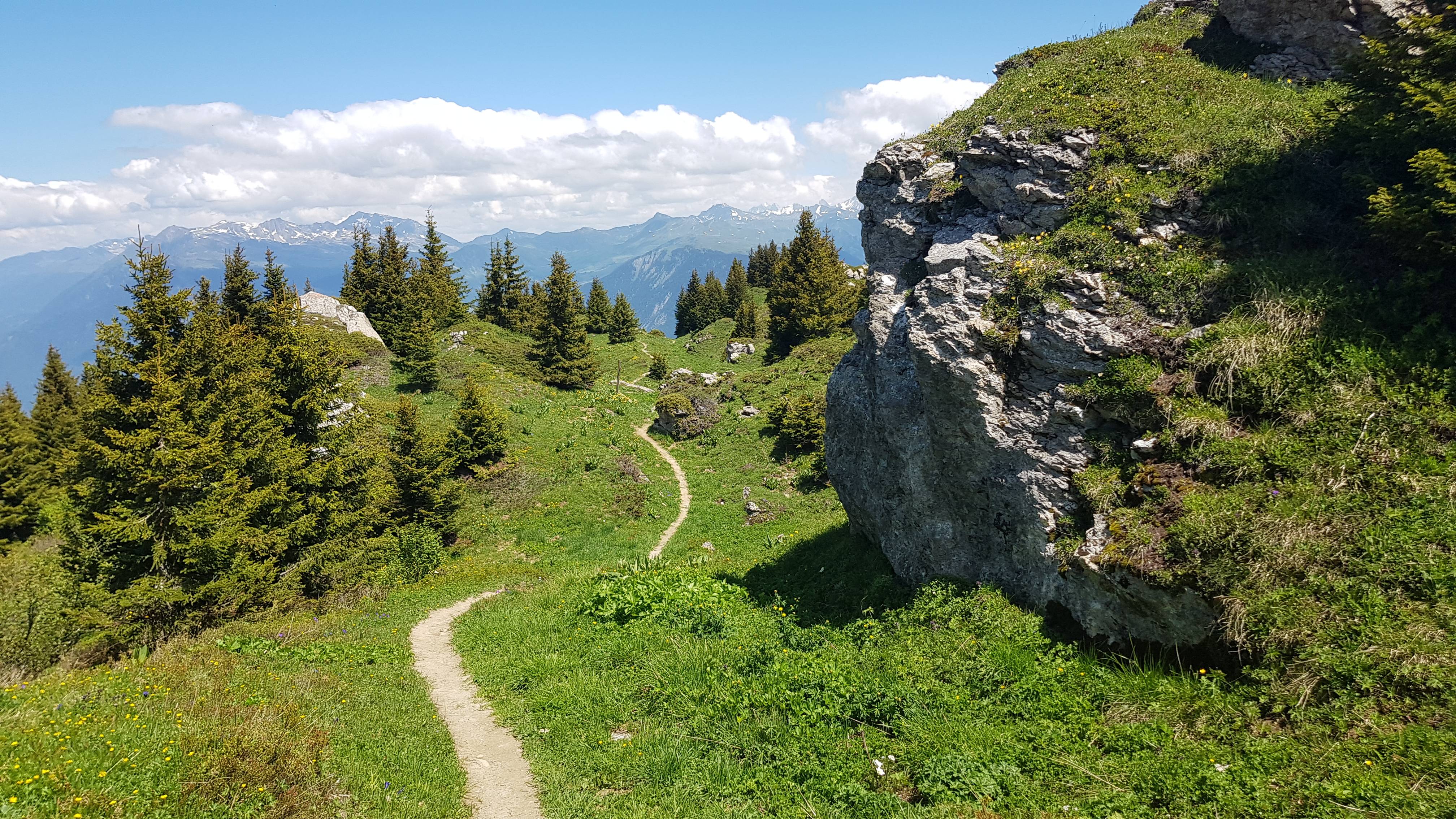 Sentier en ligne de crête, au sommet de Crève-Tête